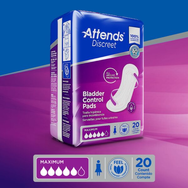 Attends Discreet Maximum Bladder Control Pad for Women - 13 Inch Heavy Absorbency, Cloth-like Breathable Design - Image 6