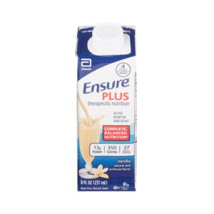 Ensure Plus Therapeutic Nutrition Vanilla - 8 oz Reclosable Carton, Pack of 24