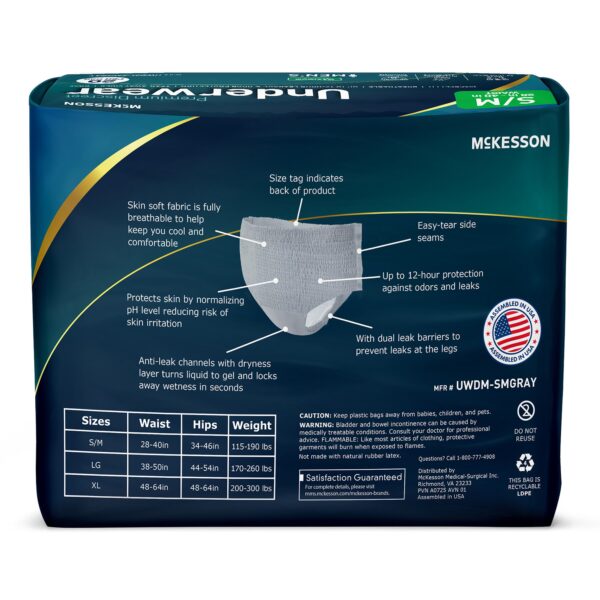 McKesson Premium Discreet Men’s Heavy Absorbency Underwear, Small/Medium - Comfortable Protection for Waist 28-40 Inches - Image 10