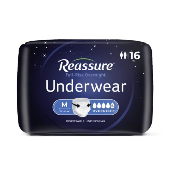 Reassure® Full-Rise Overnight Heavy Absorbency Adult Incontinence Underwear, Medium, White - Image 3