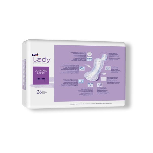 Seni® Lady Ultimate Long Overnight Bladder Control Pads for Women - Heavy Absorbency, 16.5-Inch Length - Image 8