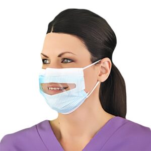 ProGear® Clear-View FM86010 Adult Procedure Mask with Anti-Fog Visor, BFE & PFE >99%, Blue/White Stripe
