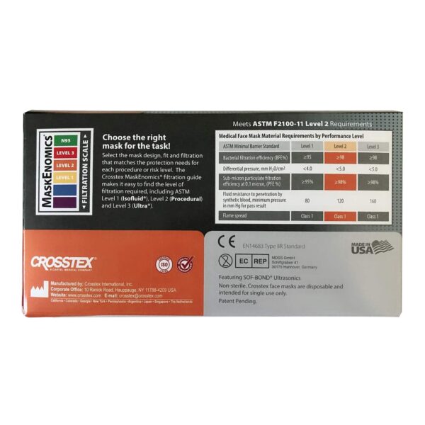 Crosstex® Procedural Mask with Secure Fit, Blue - 50 Pack - Image 2