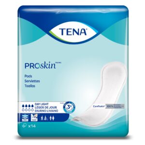 TENA ProSkin Day Light Bladder Control Pads - Moderate Absorbency, 13 Inch, Unisex, 14 Pack