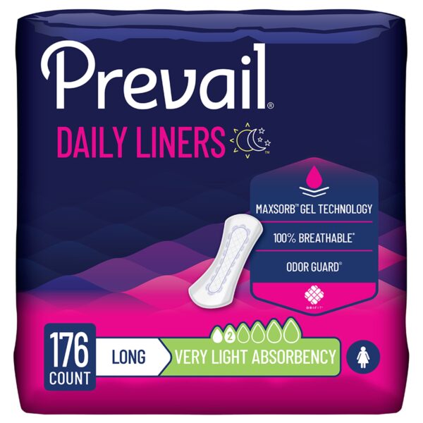 Prevail® Daily Bladder Control Pad, Very Light, Long - 8.35 Inch, Pack of 176 - Image 2