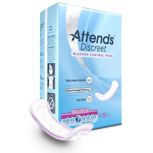 Attends® Discreet Maximum Bladder Control Pad – 13 Inch Heavy Absorbency, Female, Disposable, Cloth-Like Backsheet - Image 8
