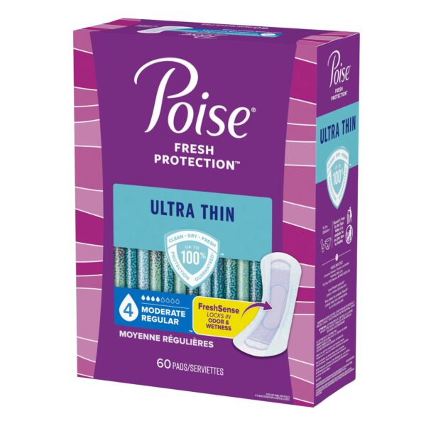 Poise® Fresh Protection™ Ultra Thin Moderate Bladder Control Pads, Regular Length, 60 Pack - Image 2