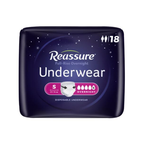 Reassure® Full-Rise Overnight Absorbent Underwear for Adults, Small, Heavy Absorbency, Cloth-Like Backing - Image 3