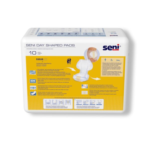 Seni® Shaped Day Incontinence Pads - Moderate Absorbency, Breathable 25 Inch Length, 10 Pack - Image 6