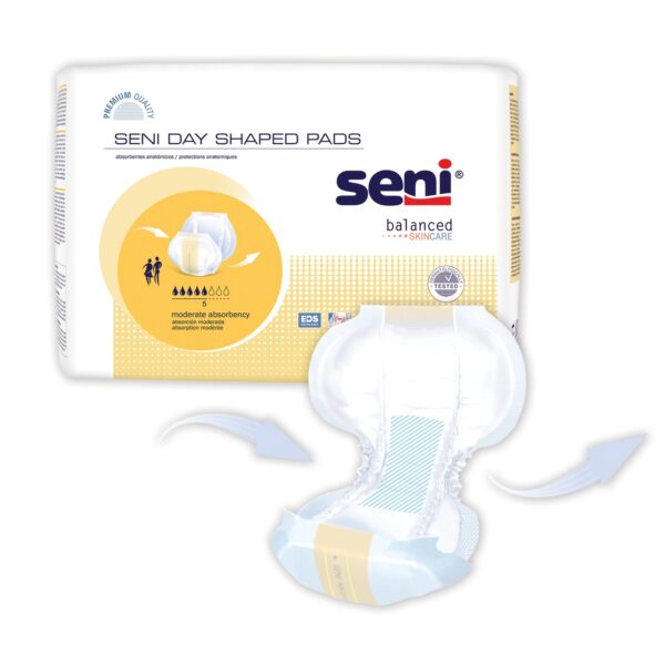 Seni® Shaped Day Incontinence Pads - Moderate Absorbency, Breathable 25 Inch Length, 10 Pack - Image 3
