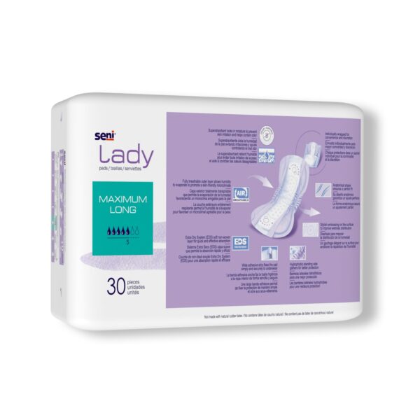 Seni® Lady Maximum Long Bladder Control Pads - 11 Inch, Moderate Absorbency, Pack of 30 - Image 8