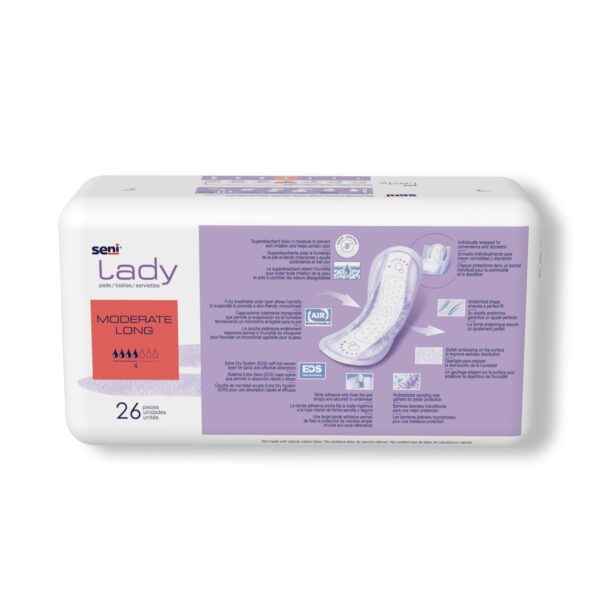 Seni® Lady Moderate Long Absorbency Bladder Control Pads - 11 Inch, Pack of 26 - Image 7