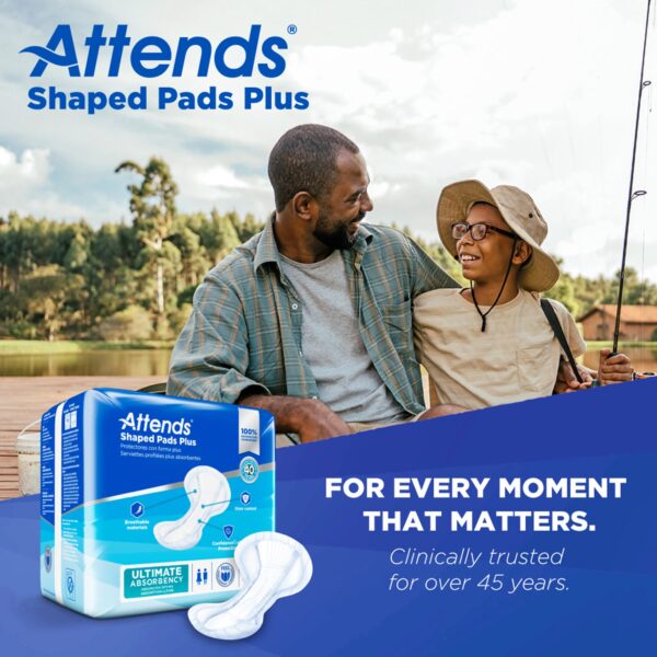 Attends Shaped Bladder Control Pads Plus - Heavy Absorbency, 12 x 25 1/2 Inches, Unisex, Disposable, Pack of 80 - Image 7