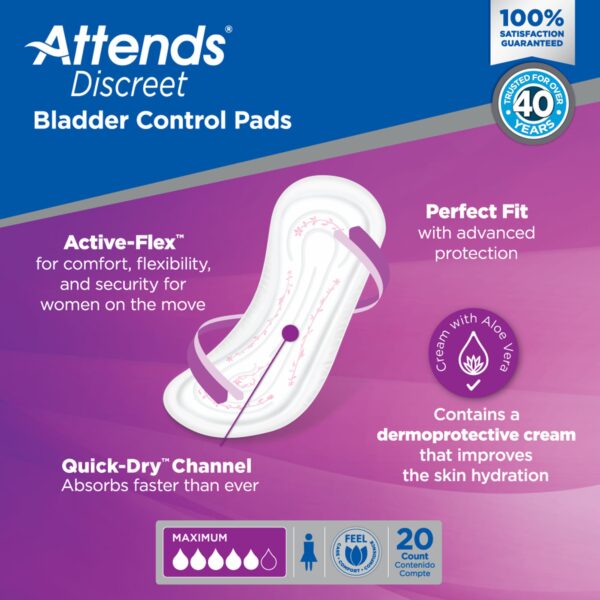 Attends Discreet Maximum Bladder Control Pad for Women - 13 Inch Heavy Absorbency, Cloth-like Breathable Design - Image 5