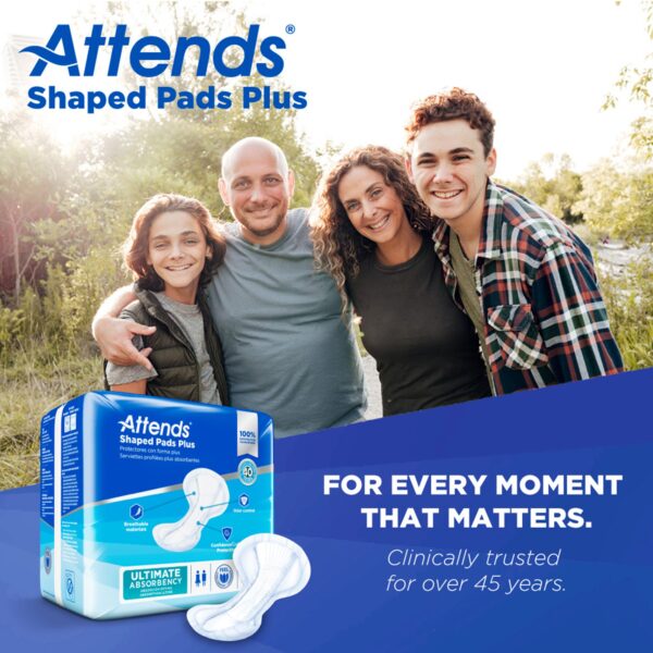 Attends Shaped Bladder Control Pads Plus - Heavy Absorbency, 12 x 25 1/2 Inches, Unisex, Disposable, Pack of 80 - Image 8