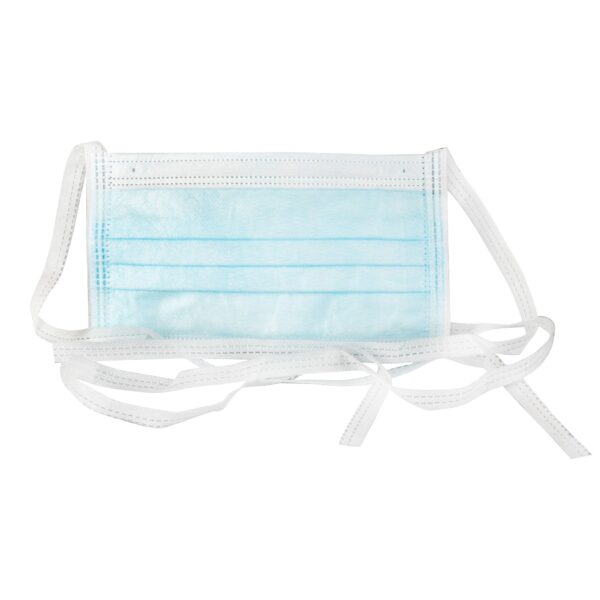 Dukal® Surgical Mask with Tie Closure - 3-Layer Pleated Blue Adult Masks (50 Masks per Box, 6 Boxes per Case) - Image 3