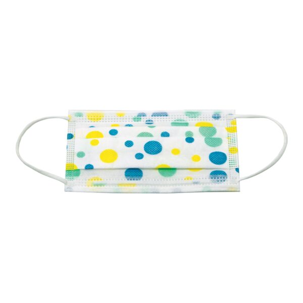 McKesson Pediatric Procedure Mask with Kid-Friendly Design, Blue and Yellow Polka Dot, Child Size - Image 3