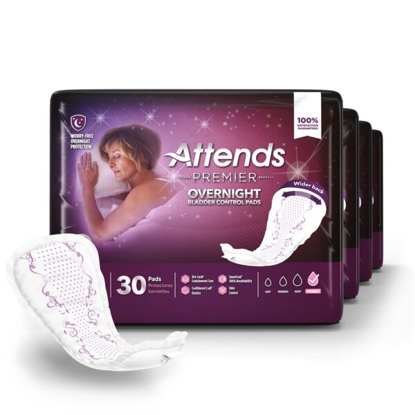 Attends Premier Overnight Bladder Control Pads for Women – Heavy Absorbency, 15 Inch Length, Disposable, 120 Count - Image 4