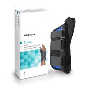 McKesson Left Wrist Splint with Abducted Thumb, Extra Small - Supports Wrist and Thumb with Adjustable Aluminum Stays