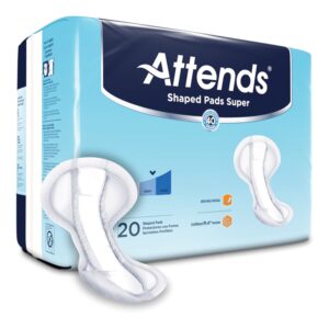 Attends Shaped Bladder Control Pads Super - Heavy Absorbency, Unisex, 13 x 27.2 Inches
