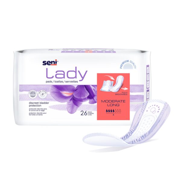 Seni® Lady Moderate Long Absorbency Bladder Control Pads - 11 Inch, Pack of 26 - Image 9