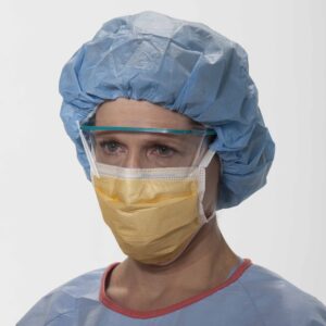 FluidShield Level 3 Anti-Fog Surgical Mask with Tie Closure - Orange, Bacterial Filtration Efficiency ≥99%, 50 Masks per Box