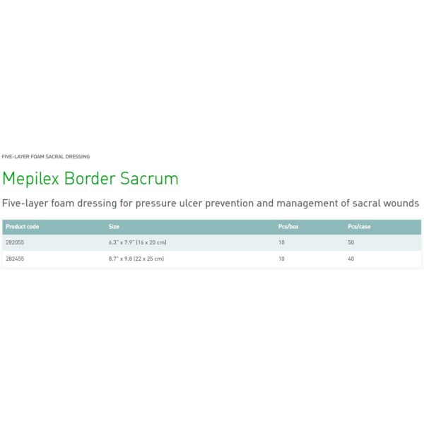 Mepilex® Border Sacrum Foam Dressing with Silicone Adhesive – 6.3 x 7.9 Inches, Sterile, Pack of 50 - Image 2