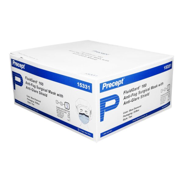 Precept® FluidGard® Level 3 Surgical Mask with Eye Shield and Anti-Fog Foam - Blue Diamond - Image 2