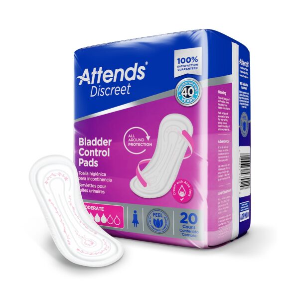 Attends® Discreet Women's Moderate Bladder Control Pad - 10.5 Inch Length, 20 Count - Image 2