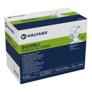 Halyard Duckbill Surgical Mask with Tie Closure - NonSterile, Green, 3-Layer Fabric, Adult One Size