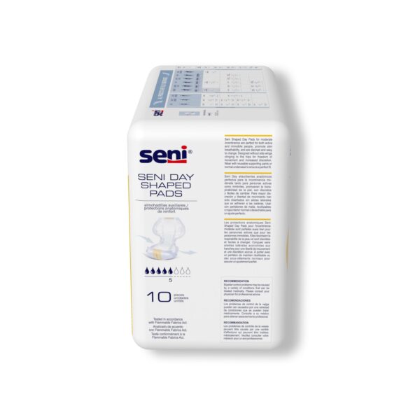 Seni® Shaped Day Incontinence Pads - Moderate Absorbency, Breathable 25 Inch Length, 10 Pack - Image 4