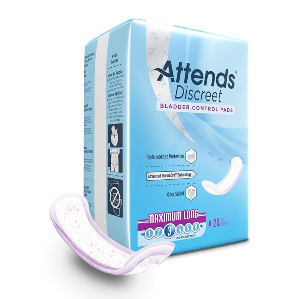 Attends® Discreet Women's Max Long Bladder Control Pad - 14.5 Inch, Moderate Absorbency - Image 8