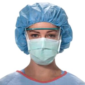 FluidShield Level 1 Fog-Free Surgical Mask with Tie Closure by FluidShield – NonSterile, Green, Adult, 300 Count
