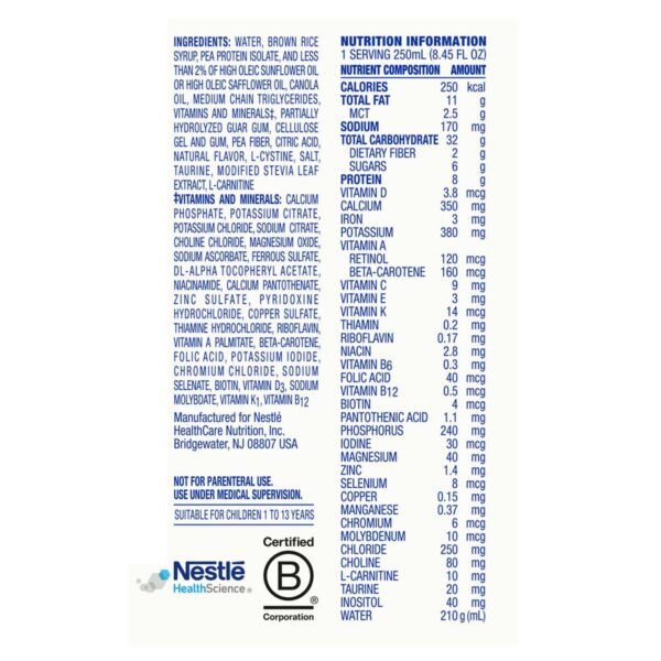 Compleat® Pediatric Standard 1.0 Calorie Vanilla Liquid Tube Feed Formula - Plant-Based Nutritional Support for Children 1-13 Years - Image 3