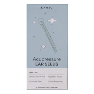 Kanjo Acupressure Ear Seeds – Pain Relief with Silver Ear Seeds and Tweezers