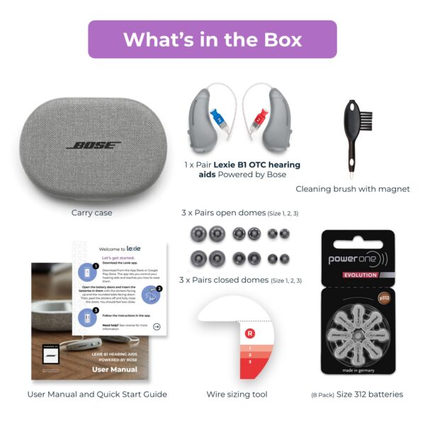 Lexie B1 Powered by Bose OTC Hearing Aid - Light Gray, One Size Fits Most - Image 7