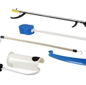 FabLife™ ADL Hip and Knee Equipment Kit – Includes Reacher, Shoehorn, Dressing Stick, Spong, and Sock Aid for Post-Surgery Assistance
