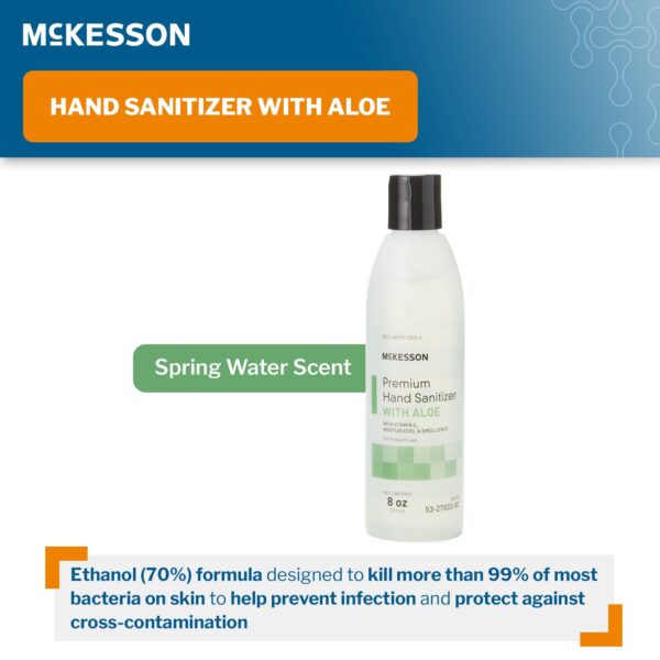 McKesson Premium Hand Sanitizer with Aloe, 8 oz Bottle (48/Case) – Fast-Acting Gel Formula with 70% Ethanol and Spring Water Scent - Image 3