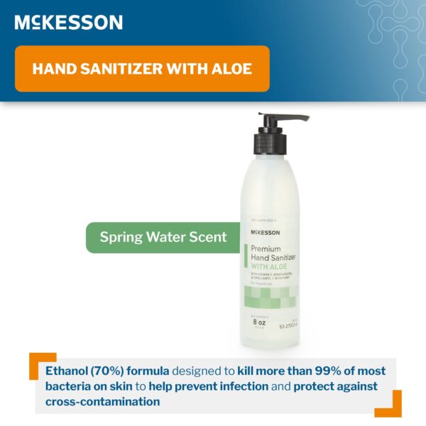 McKesson Premium Hand Sanitizer with Aloe, 8 oz. Gel Pump Bottle (24/CS) - Image 3
