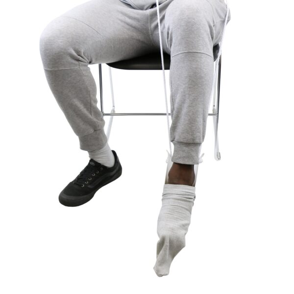 FabLife™ Deluxe Sock and Stocking Aid with Continuous Loop Handle - White and Black - Image 6