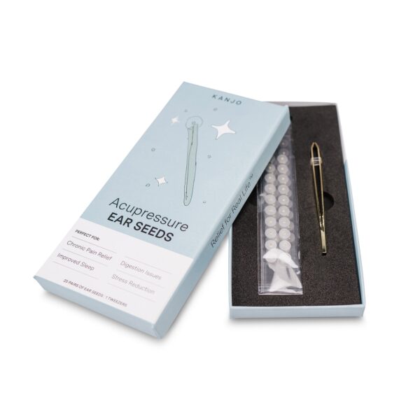 Kanjo Acupressure Ear Seeds - Pain Relief with 20 Silver Adhesive Stimulators - Image 4
