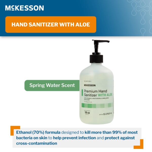 McKesson Premium Hand Sanitizer with Aloe, 18 oz Gel Pump Bottle - Image 3