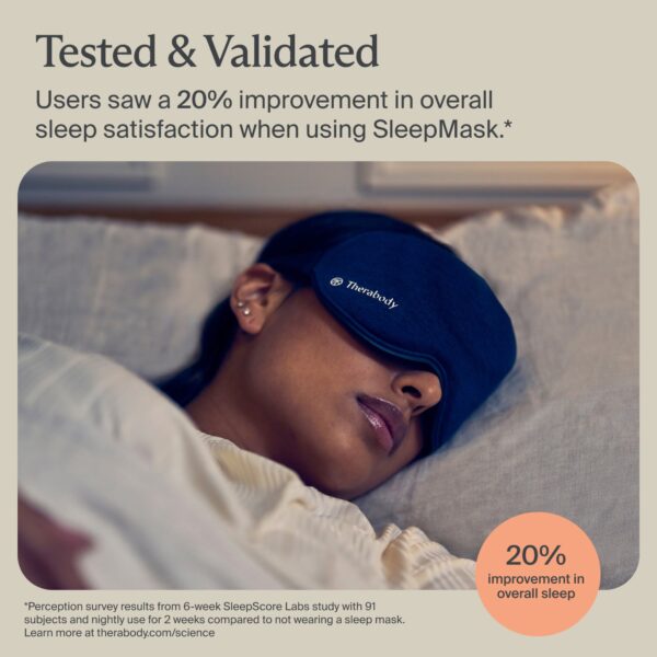 Therabody Therapeutic Sleep Mask with Vibration and Total Darkness Block in Navy - Image 5