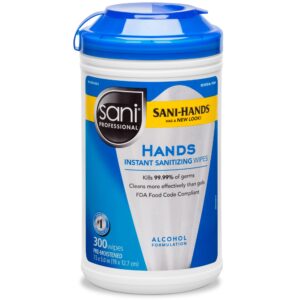 Sani-Hands® Unscented Hand Sanitizing Wipes with 65.9% Alcohol – 300 Count Canister
