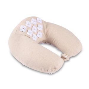Kanjo Memory Foam Travel Acupressure Neck Pillow - Tan, Supports Back, Neck, and Head Relief