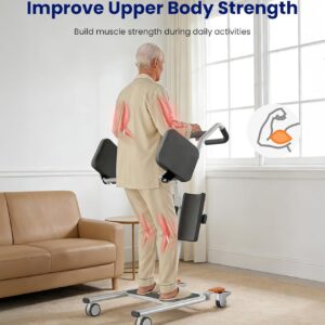 VOCIC Sit to Stand Assist Lift Model AY13 for Seniors with All-Terrain Wheels and Split Seat in White
