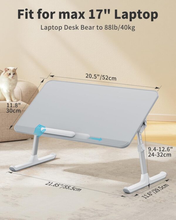 SAIJI Leather Lap Desk for Laptop and Reading - Adjustable, Portable, Gray, Medium - Image 2