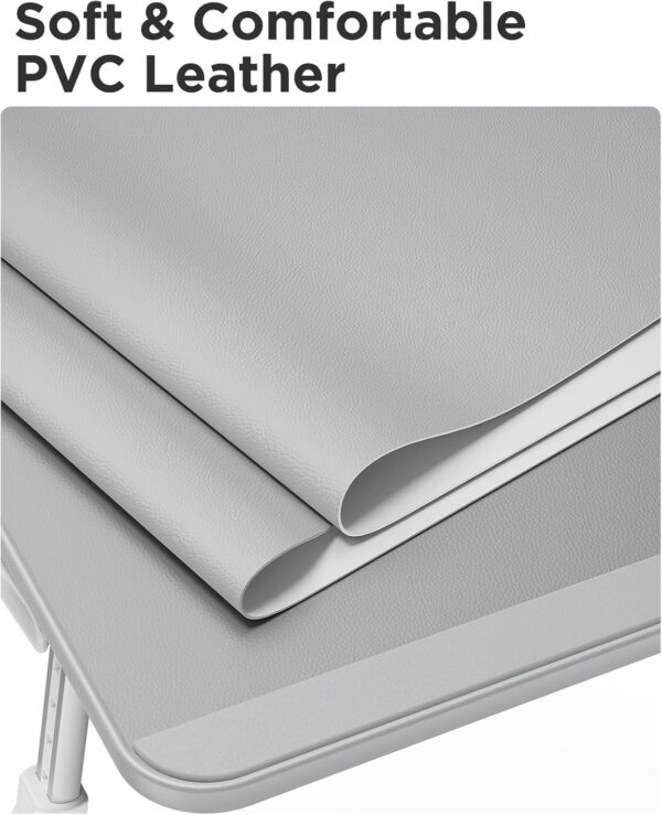 SAIJI Leather Lap Desk for Laptop and Reading - Adjustable, Portable, Gray, Medium - Image 3