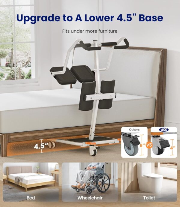 VOCIC Sit to Stand Assist Lift Model AY13 for Seniors with All-Terrain Wheels and Split Seat in White - Image 5