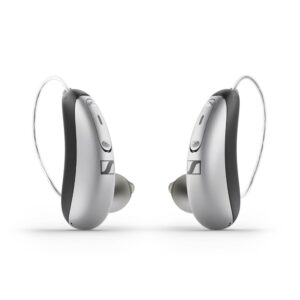 Sennheiser All-Day Clear OTC Hearing Aid with Bluetooth – Silver/Black, Part No. 051-5046-AB